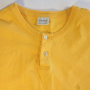 Vintage United Colors of Benetton T-shirt Embroidered Logo Yellow Made Italy - M